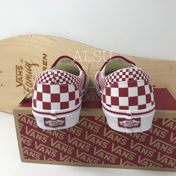 VANS VN0A45JIVK5 Classic Slip On Nix Checker Red White Chill Peppe Kids Sneakers - Picture 5 of 7